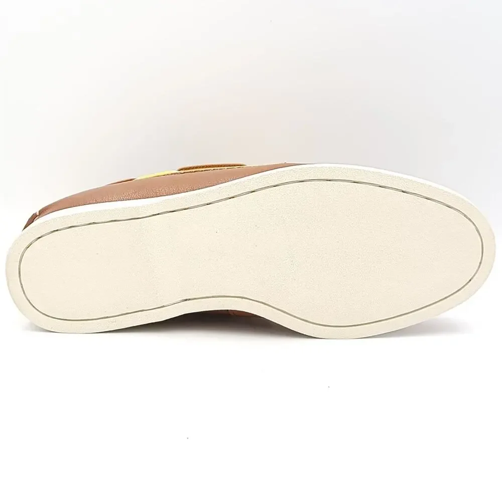 Men’s Tan Yellow Boat Shoes Faux Leather Loafers Slip-On Size 8 NWT Club Room - Picture 6 of 6